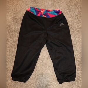 Adidas Kids Black Joggers with Colorful Waistband